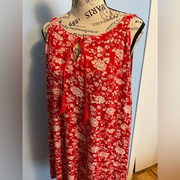 2 X 12 Vintage Red Floral Hibiscus Tropical Blouse - Picture 5 of 7